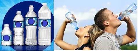 men and women drinking water from plastic water bottle